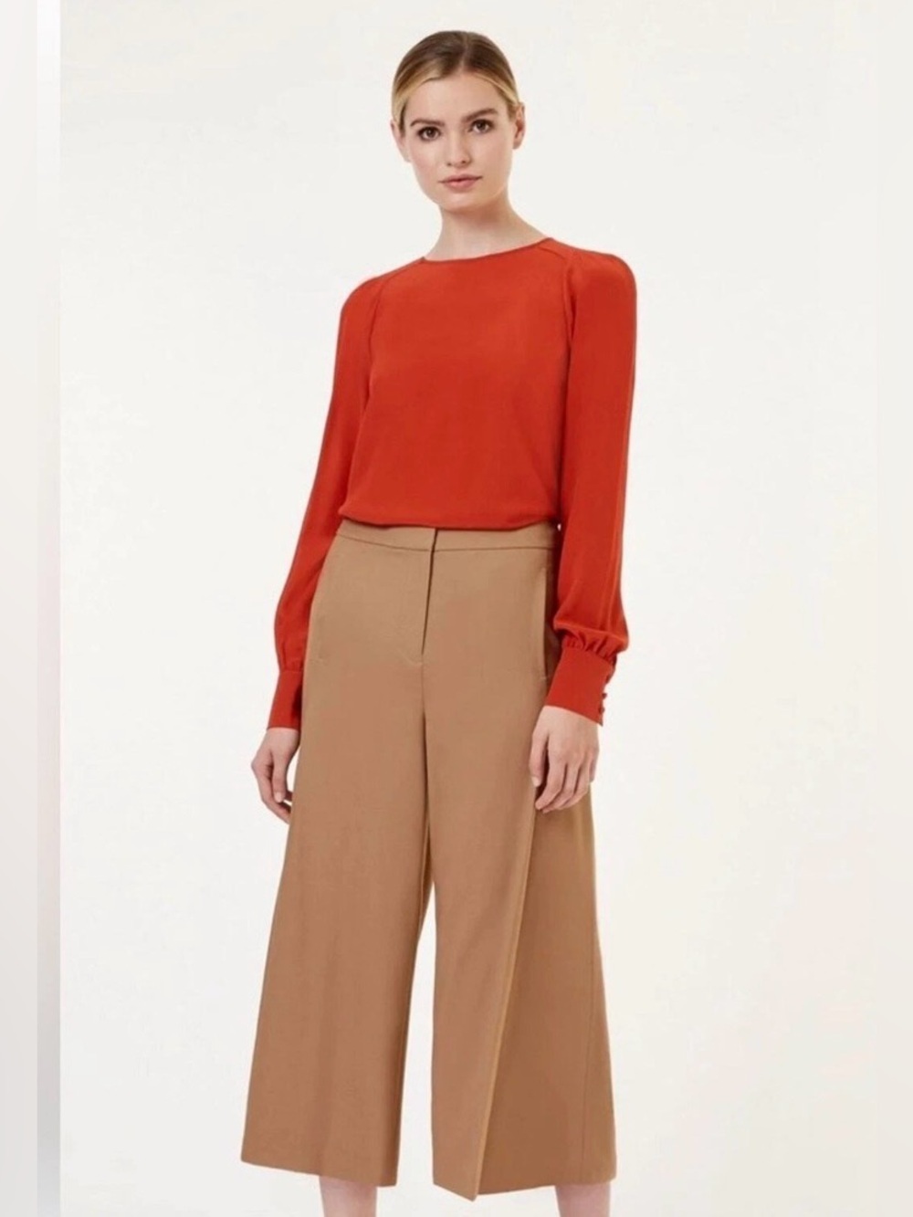 Hobbs London Heidi Silk Blouse in Rust Size 8